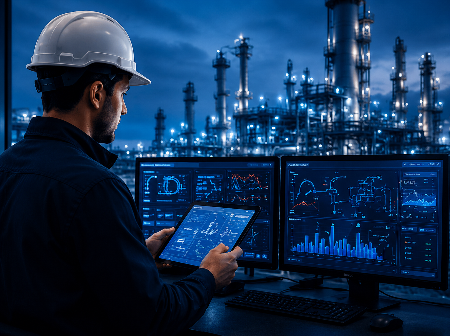 Operations analyst monitoring industrial control systems